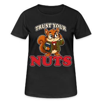 Faites confiance à vos noix Mascotte drôle du professeur écureuil - T-shirt respirant Femme - noir - Devant - AI Model Female 172 light (172cm)
