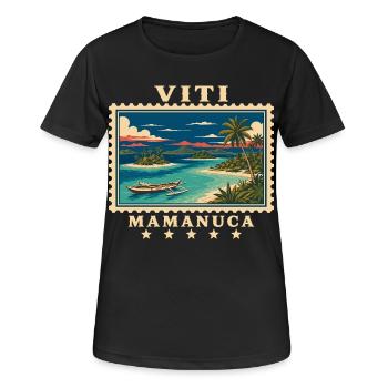 Fiji Mamanuca Vintage Reisemarke - Frauen T-Shirt atmungsaktiv - Schwarz - Vorne - AI Model Female 172 light (172cm)