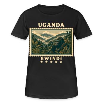 Uganda Bwindi Vintage Reisemarke - Frauen T-Shirt atmungsaktiv - Schwarz - Vorne - AI Model Female 172 light (172cm)