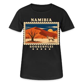 Marque de voyage vintage Namibia Sossusvlei - T-shirt respirant Femme - noir - Devant - AI Model Female 172 light (172cm)