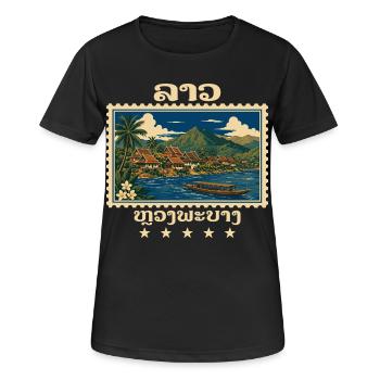 Laos Luang Prabang Vintage Travel Brand - Women's Breathable T-Shirt - black - Front - AI Model Female 172 light (172cm)