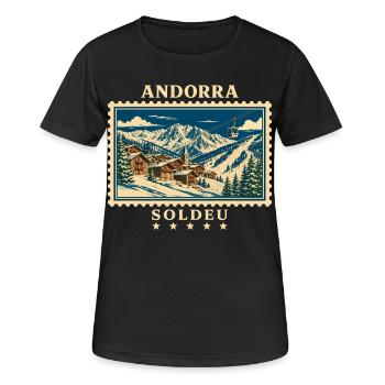 Andorra Soldeu Vintage Reisemarke - Frauen T-Shirt atmungsaktiv - Schwarz - Vorne - AI Model Female 172 light (172cm)