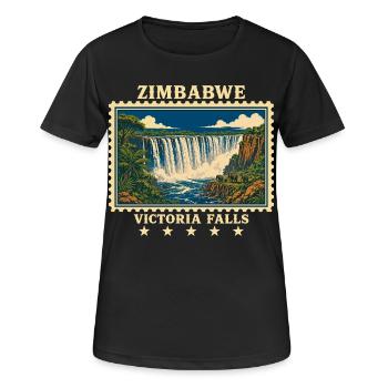 Zimbabwe Victoria Falls Vintage Travel Brand - Women's Breathable T-Shirt - black - Front - AI Model Female 172 light (172cm)