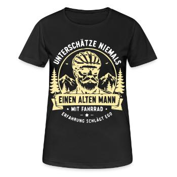 Alter Mann mit Fahrrad Emblem - Frauen T-Shirt atmungsaktiv - Schwarz - Vorne - AI Model Female 172 light (172cm)