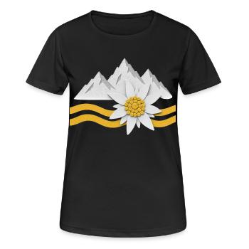 Montagnes des Alpes avec des fleurs d’Edelweiss Paysage naturel - T-shirt respirant Femme - noir - Devant - AI Model Female 172 light (172cm)