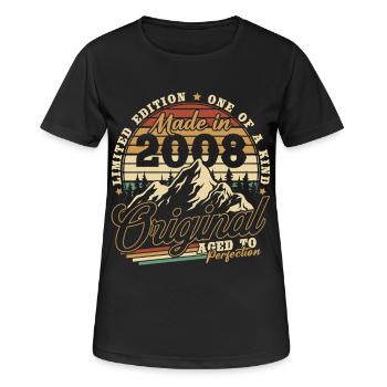 Cadeau d’anniversaire vintage vintage 2008 rétro - T-shirt respirant Femme - noir - Devant - AI Model Female 172 light (172cm)