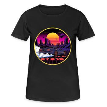 Design de voitures de sport rétro cyberpunk des années 80 surpassées - T-shirt respirant Femme - noir - Devant - AI Model Female 172 light (172cm)