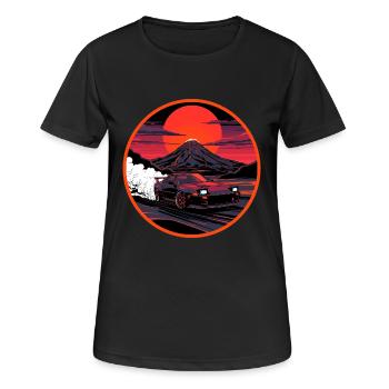 Retro 90er JDM Mt Fuji Smoke Drift Auto-Kunst - Frauen T-Shirt atmungsaktiv - Schwarz - Vorne - AI Model Female 172 light (172cm)