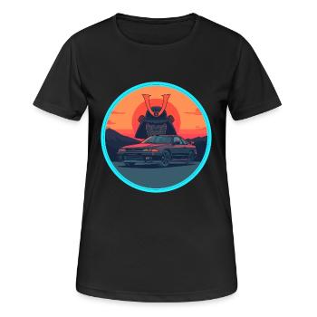 Voiture de sport rétro des années 90 JDM Samurai Kabuto Warrior - T-shirt respirant Femme - noir - Devant - AI Model Female 172 light (172cm)