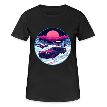 Art rétro des années 80 JDM Winter Drift AE86 Synthwave - T-shirt respirant Femme - noir - Devant - AI Model Female 172 light (172cm)