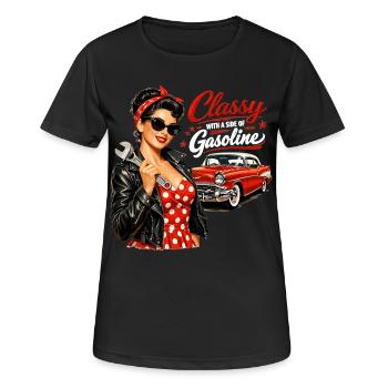 Pin-Up vintage : classe avec un peu d’essence - T-shirt respirant Femme - noir - Devant - AI Model Female 172 light (172cm)
