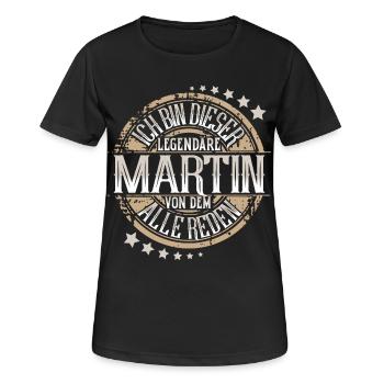 Martin - Frauen T-Shirt atmungsaktiv - Schwarz - Vorne - AI Model Female 172 light (172cm)