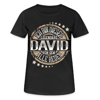 David - Frauen T-Shirt atmungsaktiv - Schwarz - Vorne - AI Model Female 172 light (172cm)