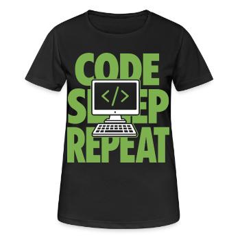 Code Sleep Repeat Programmer - Women's Breathable T-Shirt - black - Front - AI Model Female 172 light (172cm)