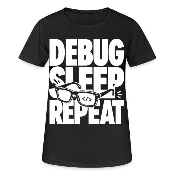 Programmeur de répétition en sommeil de débogage - T-shirt respirant Femme - noir - Devant - AI Model Female 172 light (172cm)
