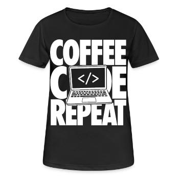 Coffee Code Repeat Programmer - Women's Breathable T-Shirt - black - Front - AI Model Female 172 light (172cm)