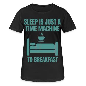 Le petit-déjeuner : le sommeil étrange n’est qu’une machine à voyager dans le temps - T-shirt respirant Femme - noir - Devant - AI Model Female 172 light (172cm)