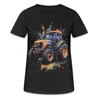 Tracteur Agricole Multicolore Splash Art - T-shirt respirant Femme - noir - Devant - AI Model Female 172 light (172cm)