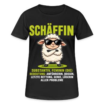 Schäffin - Lustiges Schaf Design für Chefinnen - Frauen T-Shirt atmungsaktiv - Schwarz - Vorne - AI Model Female 172 light (172cm)