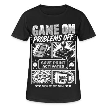 Problèmes de Game On Off Retro Gaming - T-shirt respirant Femme - noir - Devant - AI Model Female 172 light (172cm)