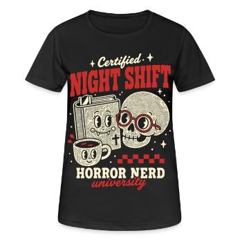 Nerd certifié de nuit en horreur - T-shirt respirant Femme - noir - Devant - AI Model Female 172 light (172cm)