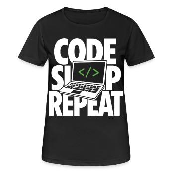 Programmeur de répétition en sommeil de code - T-shirt respirant Femme - noir - Devant - AI Model Female 172 light (172cm)