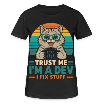 Croyez-moi, je suis développeur – programmeur chat - T-shirt respirant Femme - noir - Devant - AI Model Female 172 light (172cm)