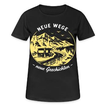 Neue WegeNeue Geschichten Camper-Motiv - Frauen T-Shirt atmungsaktiv - Schwarz - Vorne - AI Model Female 172 light (172cm)
