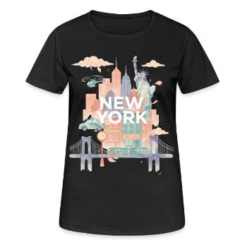 Aquarelle pastel de la skyline de New York - T-shirt respirant Femme - noir - Devant - AI Model Female 172 light (172cm)