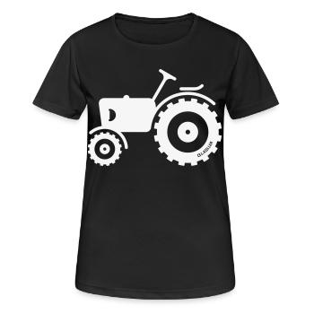 Trecker / Traktor / Schlepper / Zugmaschine (W) - Frauen T-Shirt atmungsaktiv - Schwarz - Vorne - AI Model Female 172 light (172cm)
