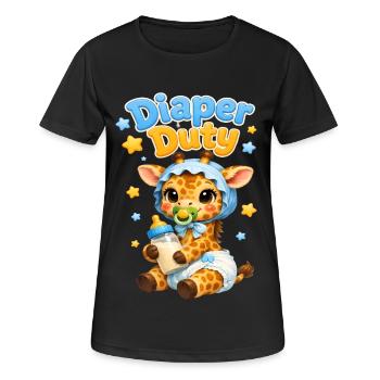 Bébé girafe de service couche - T-shirt respirant Femme - noir - Devant - AI Model Female 172 light (172cm)