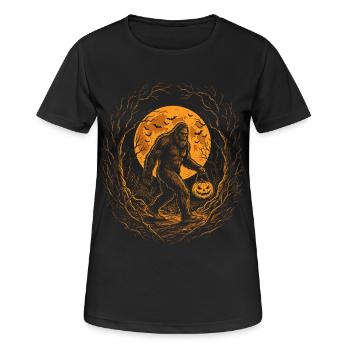 Halloween, Bigfoot, Lune, Citrouille - T-shirt respirant Femme - noir - Devant - AI Model Female 172 light (172cm)