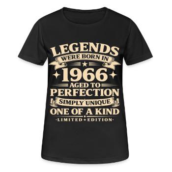 Né en 1966 Simplement unique - T-shirt respirant Femme - noir - Devant - AI Model Female 172 light (172cm)