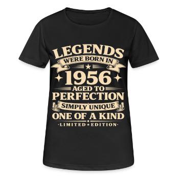 Né en 1956 Simplement unique - T-shirt respirant Femme - noir - Devant - AI Model Female 172 light (172cm)