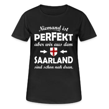 Niemand ist perfekt Saarland - Frauen T-Shirt atmungsaktiv - Schwarz - Vorne - AI Model Female 172 light (172cm)