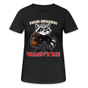 Your Snacks Wasn’t Me Funny Raccoon Thief Mascot - Women's Breathable T-Shirt - black - Front - AI Model Female 172 light (172cm)