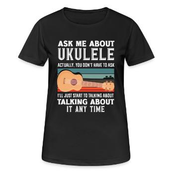 Funny Ukulele Designs and Sayings - Women's Breathable T-Shirt - black - Front - AI Model Female 172 light (172cm)