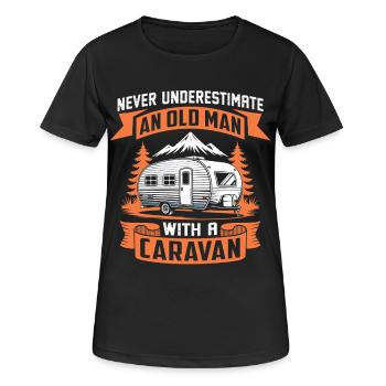 Unterschätze niemals einen alten Mann mit Wohnwagen - Frauen T-Shirt atmungsaktiv - Schwarz - Vorne - AI Model Female 172 light (172cm)