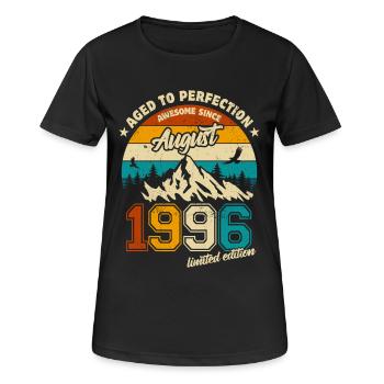 Août 1996 | Vieilli à la perfection | Anniversaire - T-shirt respirant Femme - noir - Devant - AI Model Female 172 light (172cm)