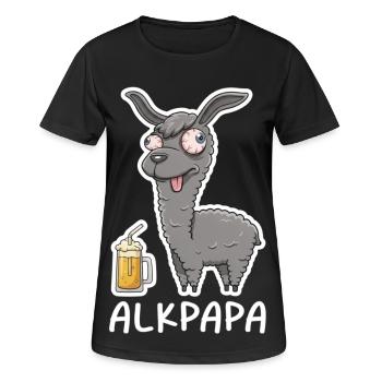 Alkpapa Alpaca with Beer Mug – Funny Saying - Women's Breathable T-Shirt - black - Front - AI Model Female 172 light (172cm)
