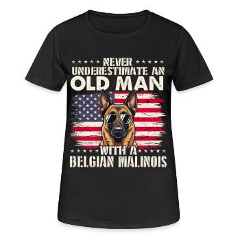Le vieux belge malinois ne sous-estime jamais - T-shirt respirant Femme - noir - Devant - AI Model Female 172 light (172cm)