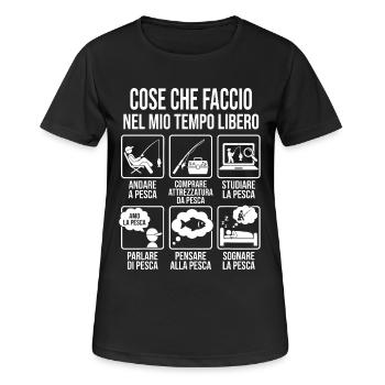 Maglietta Pesca Divertente Tempo Libero - T-shirt respirant Femme - noir - Devant - AI Model Female 172 light (172cm)