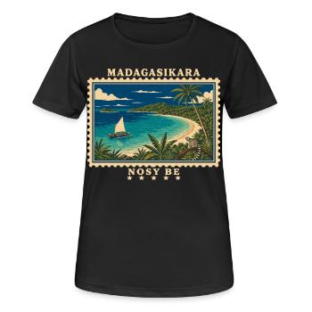 Madagaskar Nosy Be Vintage Reisemarke - Frauen T-Shirt atmungsaktiv - Schwarz - Vorne - AI Model Female 172 light (172cm)