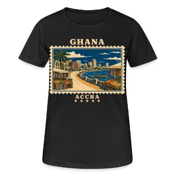Marque de voyage vintage Ghana Accra - T-shirt respirant Femme - noir - Devant - AI Model Female 172 light (172cm)