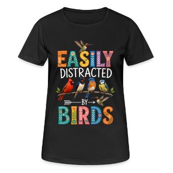 Facilement distrait par les oiseaux - T-shirt respirant Femme - noir - Devant - AI Model Female 172 light (172cm)
