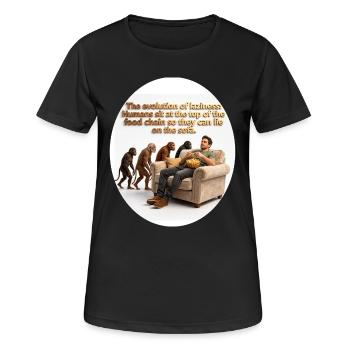 Évolution du canapé : singes et collation - T-shirt respirant Femme - noir - Devant - AI Model Female 172 light (172cm)