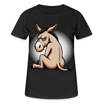 Esel Eselchen Eselhalter Muli Langohresel Muli - Frauen T-Shirt atmungsaktiv - Schwarz - Vorne - AI Model Female 172 light (172cm)