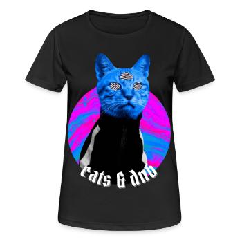 Cats & DnB Cat Stylish Drum And Bass Rave Outfit - Women's Breathable T-Shirt - black - Front - AI Model Female 172 light (172cm)
