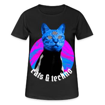 Cats & Techno Cat Music Techno Rave Festival - Women's Breathable T-Shirt - black - Front - AI Model Female 172 light (172cm)