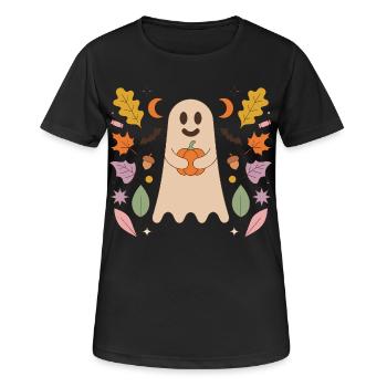 Fantôme du Câlin à la Citrouille - T-shirt respirant Femme - noir - Devant - AI Model Female 172 light (172cm)